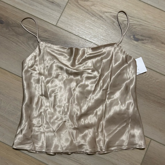 NWT Zara Gold Silky Drape Front Tank - Size M - Picture 2 of 11
